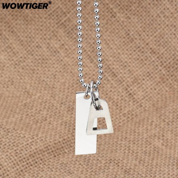 

pendant necklaces wowtiger round bead chain men necklace simple couple hip hop punk geometric for women gift jewelry, Silver