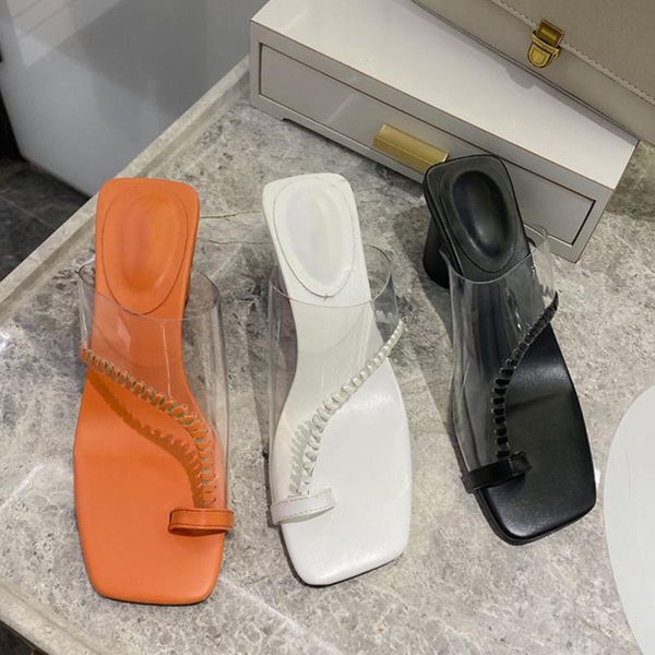 

slippers fashion women pvc transparent shoes summer sandals med heel outdoor slides open toe beach flip flops female, Black