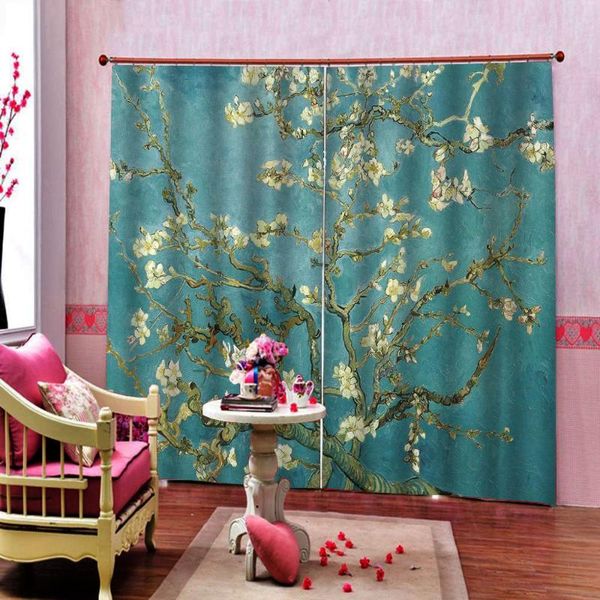

curtain & drapes retro chinese style flower and birds large window for living room bedroom blackout polyester fabric indoor decor