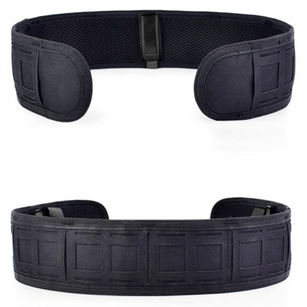 

military army molle tactical padded belt waistband wargame hunting girdle combat belts paintball euipement waist support, Black;gray