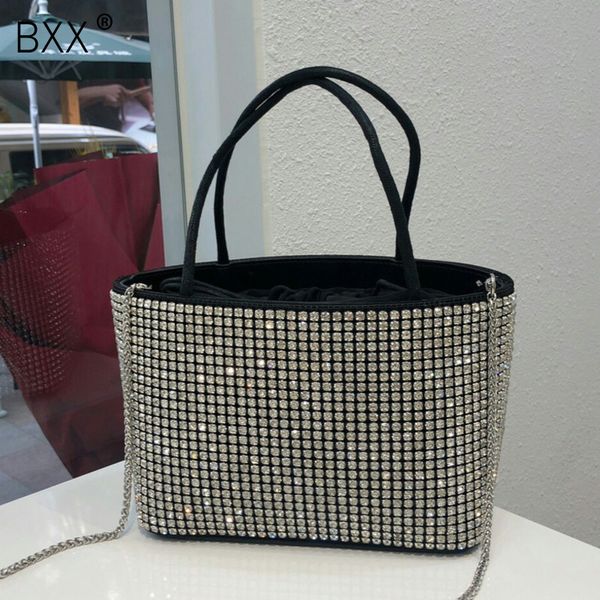 

[bxx] 2021 rhinestone pearl fashion women chain diamond bags handbag clutch ladies party shoulder bag hk409