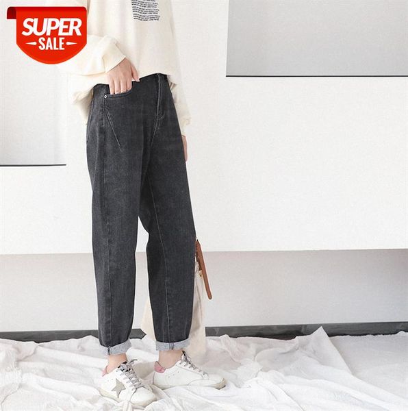 

940183 harlan jeans women's loose elastic waist high thin and velvet old pants #iu8c, Black;gray