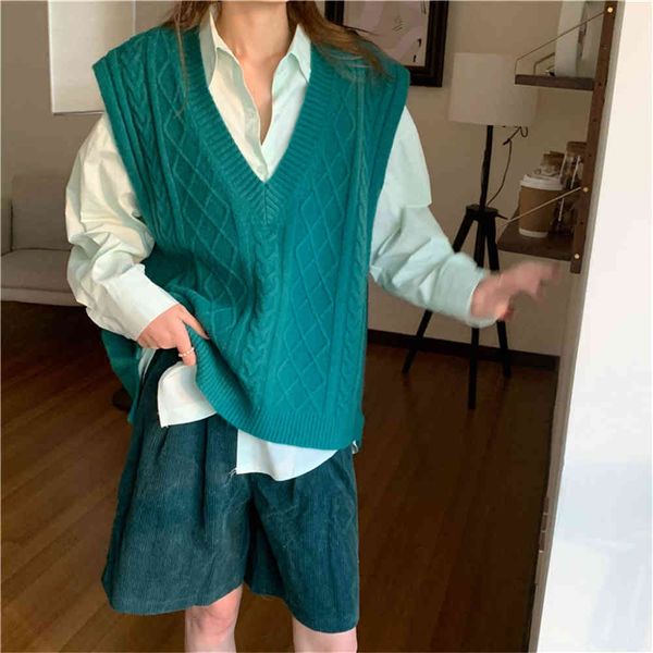 

women's sweaters hzirip casual preppy style sweet knitted-out pullovers vest solid loose ol all games shirts two sets om3b, White;black