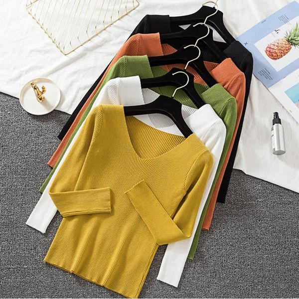 

pink sweater women pullovers elastic basic sweaters female casual knit femme 2021 fall winter black white women's, White;black