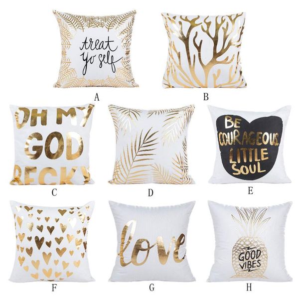 

cushion/decorative pillow 45cmx45cm case cushion covers gold foil print cover sofa waist throwchair car home pillowcase housse de coussin