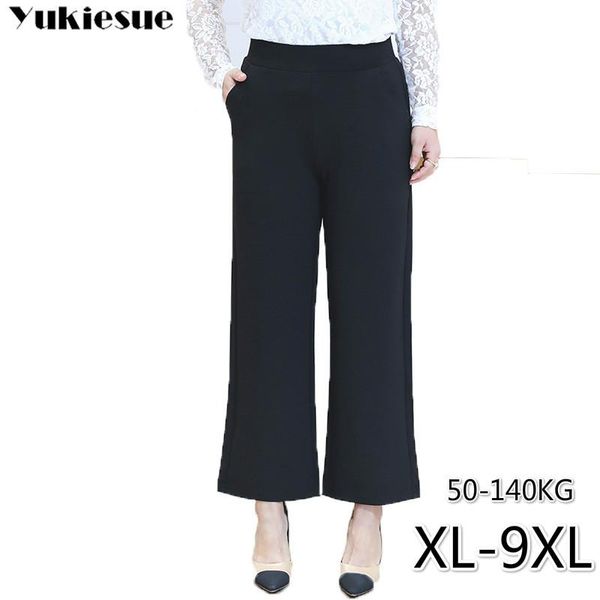 

women's pants & capris wide leg harajuku for women with high waist ol office workwear loose straight female trousers formal plus size 9, Black;white
