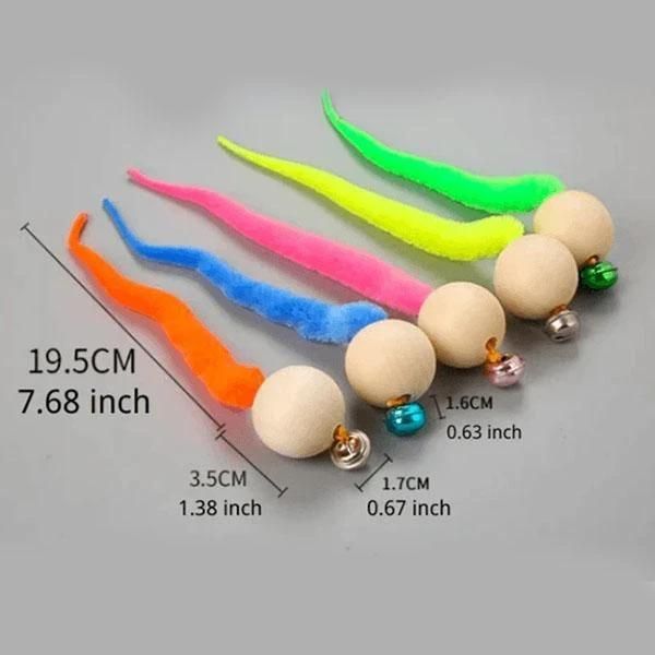 

cat toys wiggly balls bell chewing wooden ball tail sounding kitten bite