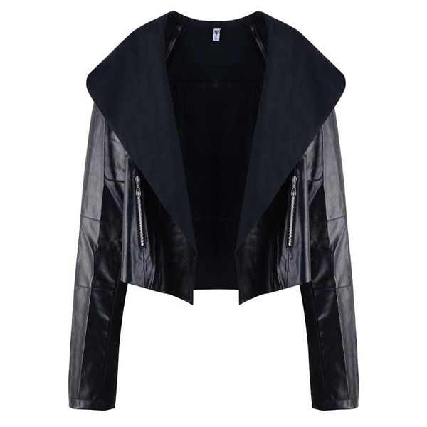 

women's leather & faux 2021 autumn women fashion large lapel loose pu jacket black womens jackets and coats