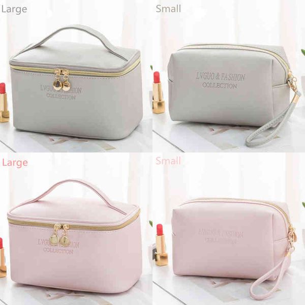 Nxy Cosmetic Bag Purdored 1 Pc Large Women Pu Leather Waterproof Zipper Make Up Travel Wash Makeup Organizer Beauty Case 0119