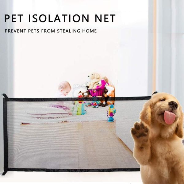 

kennels & pens 180x72cm pet barrier fences portable folding breathable mesh dog gate separation guard isolated fence dogs baby safety