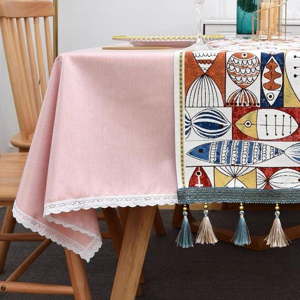 

table cloth luxary cotton linen white lace selvage waterproof oilproof el wedding dining room cover
