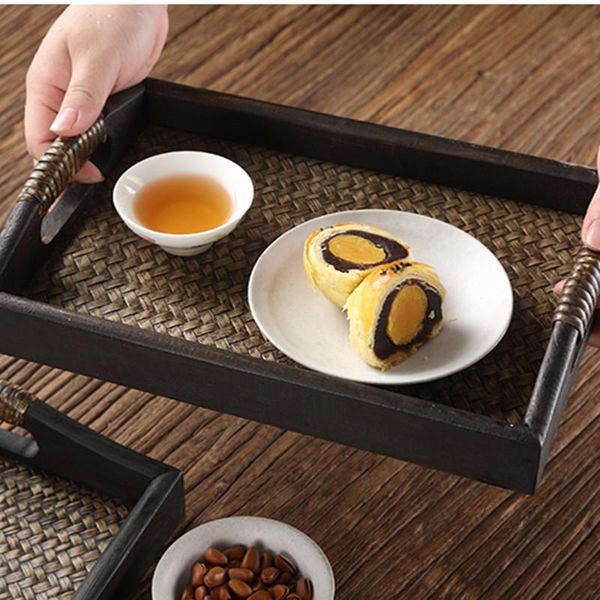 

kitchen storage & organization wood decorative dice tray japanese style rattan tea wooden serving platter sunum tepsi