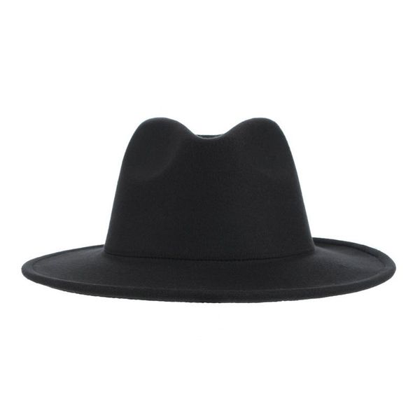 

women's felt hat fedoras british style solid vintage hats lady men flat brim white black cap stingy, Blue;gray