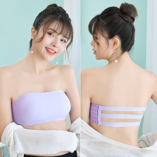 

bustiers & corsets ice silk invisible corset breathable no rims tube bra one piece breast wrap, Black;white