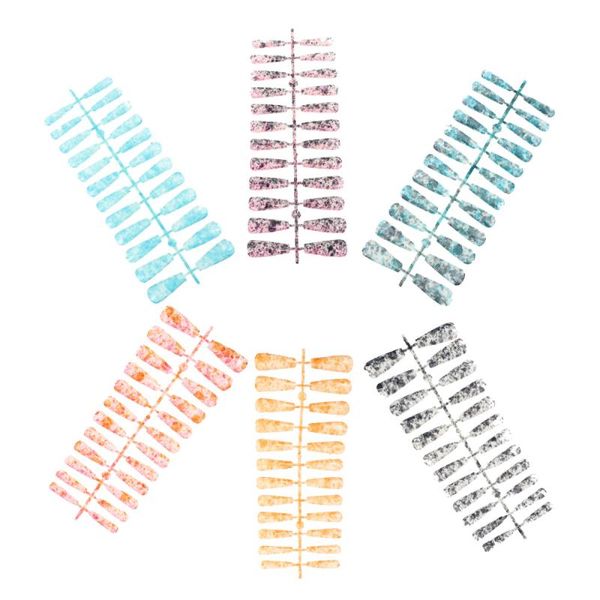 

false nails 6 sheets marble pattern bright oil beauty t shape ballet nail, Red;gold