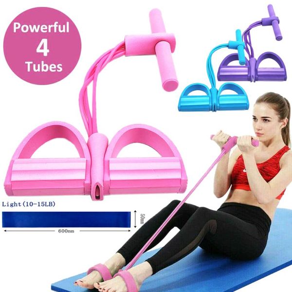 

resistance bands tension rope 4 tube puller pedal ankle abdominal exerciser fitness elastic sit up pull home gym sport training equipment