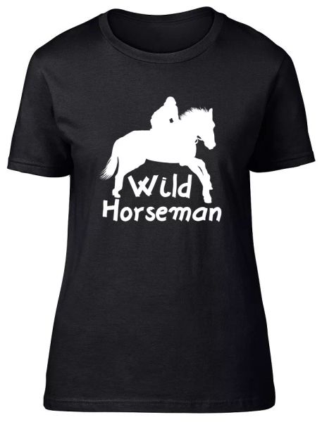 

wild horseman womens ladies fitted t-shirt, White;black