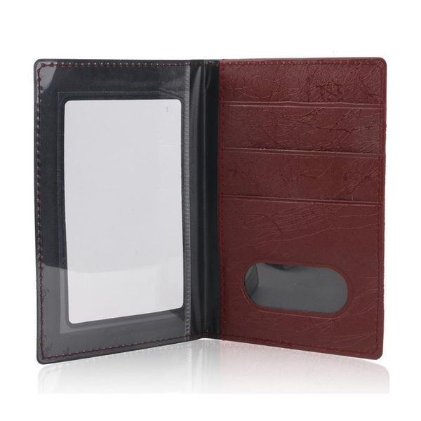 

card holders blevolo passport holder synthetic leather id po document folder bifold multi-card slot window package short style, Brown;gray