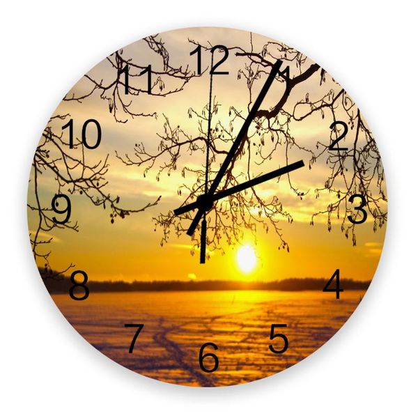 

wall clocks 30cm clock sea sun sky sunset branches trees home quiet silent simple mute decorative living room watch