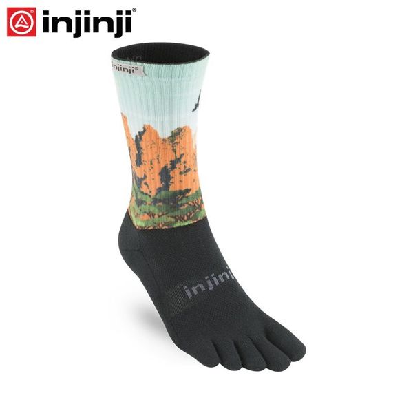 

sports socks injinji toe 2021 trail midweight crew coolmax five-finger running men for, Black