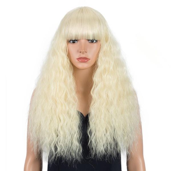 

synthetic wigs nature wig cosplay afro kinky curly hair bangs 613 brown pink fake high temperature fiber for black women