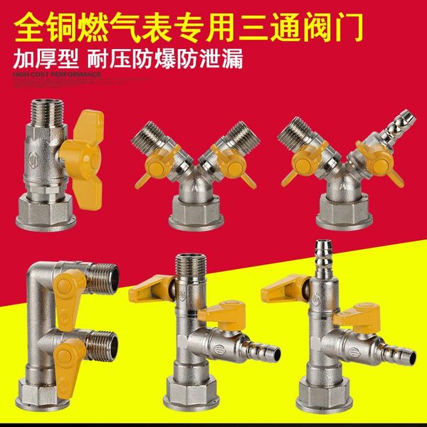 

kitchen faucets thickened brass gas meter with f-type tee joint 4 tap splitter m30 threaded connector