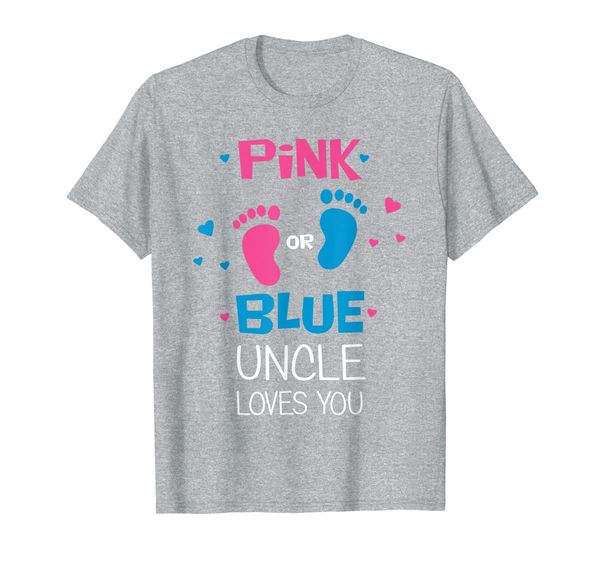 

pink or blue uncle loves you funny gender reveal party gift t-shirt, White;black