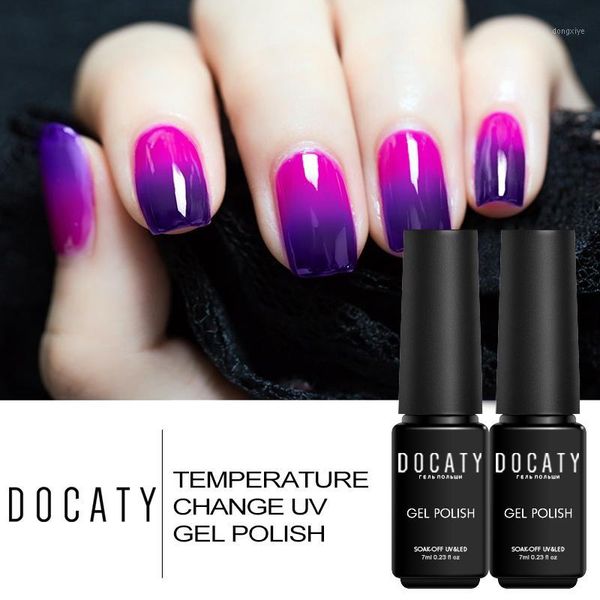 

docaty 7ml gel temperature changing color nail polish for manicure uv & led lamp varnish primer design art1, Red;pink