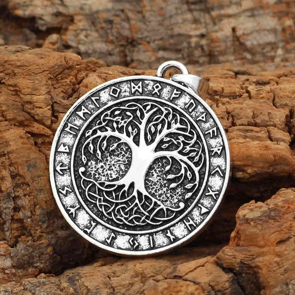 

new viking rune sign life tree men's pendant necklace jewelry, Silver