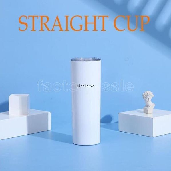 

20oz blank sublimation skinny tumblers straight cup with lid stainless steel double wall tumbler cup insulated coffee mug party st