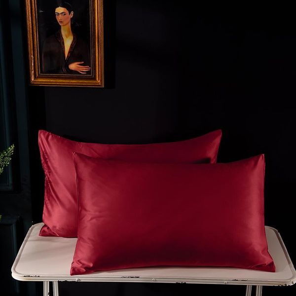 

pillow case 2pcs pure emulation silk satin pillowcase solid color comfortable hair beauty cover bedding smooth