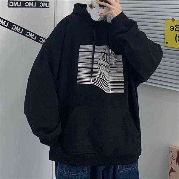 

hoodies for men harajuku winter warm sweatshirts male plus velvet hooded sweatshirt outdoor youth baggy pullover large size g1214, Black