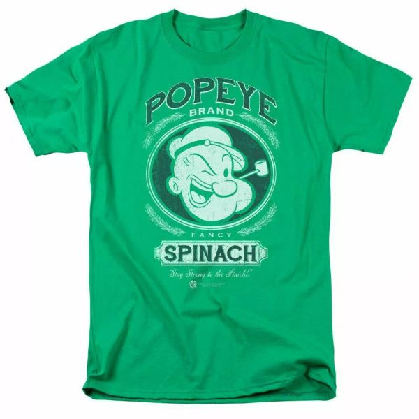 

popeye fancy spinach t shirt mens licensed idw comics tee kelly green, White;black