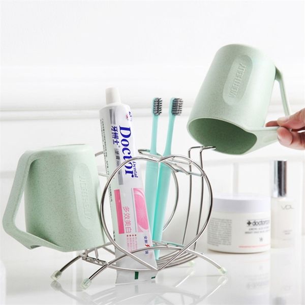 Toothbrush Holder Sett Bathroom Conjuntos De Shaver Dentífrico Organizador Container Stand Aço Inoxidável 210423