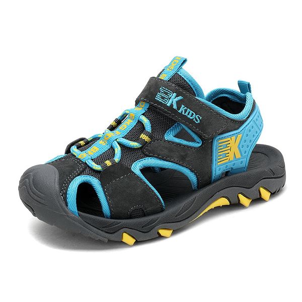 

skhek kids shoes summer pu leather closed toe camouflage beach shoes boys sandals children shoes girls sport kids sandals, Black;red