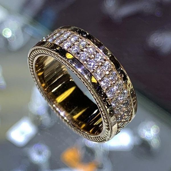 

wedding rings gold color women finger ly engagement trends eternity cubic zirconia fashion jewelry 2021, Slivery;golden