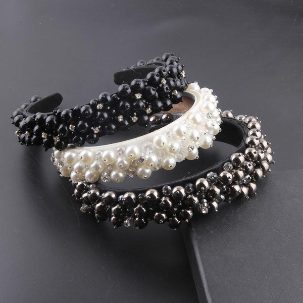 

hair clips & barrettes fashion simple flannel inlaid pearl acrylic elegant temperament lady style headband accessories 301, Golden;silver