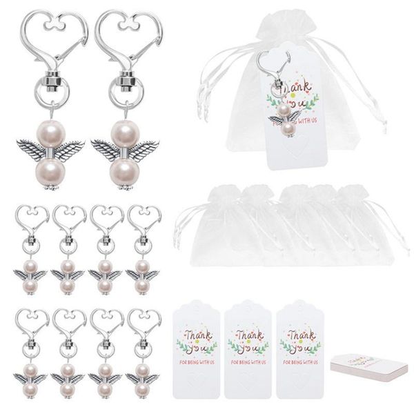 Ganchos Rails 20 pcs Guardião Anjo Keychain Batismo de Casamento Mini Maciaske Wings Pingente Jóias Decorativas