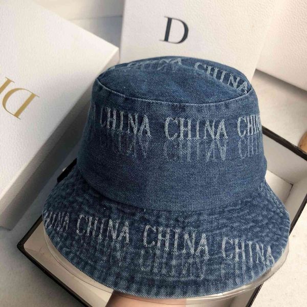 

new chinese style breathable cotton wash letter cowboy fisherman hat, Blue;gray