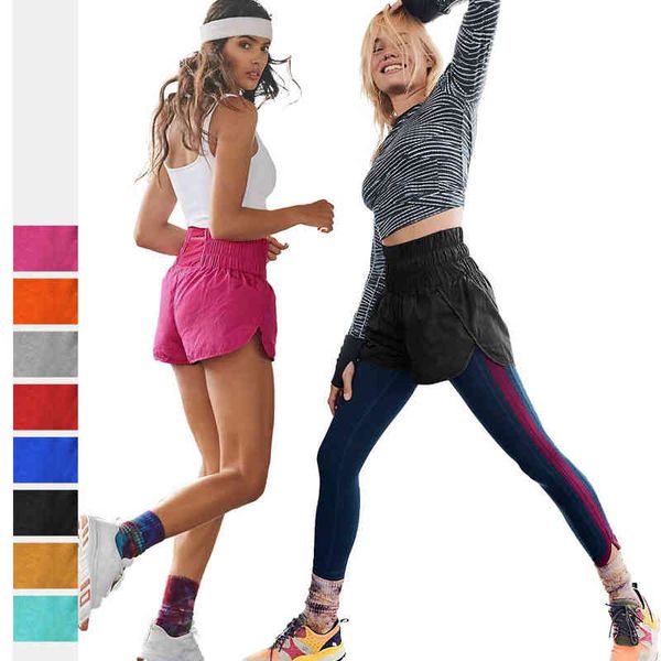 

womens high waisted athletic shorts elastic casual summer split-leg running tennis quick dry gym fitness workout shorts y220311, White;black