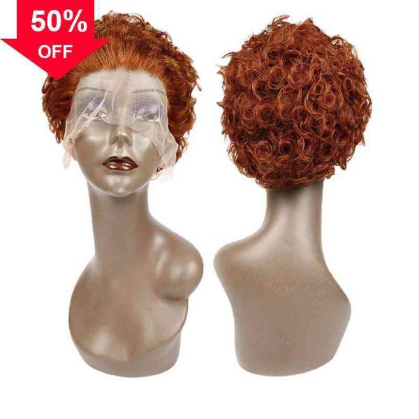 

pixie cut curly short bob 13x1 lace part hu hair wig, Black