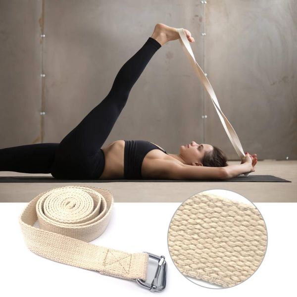 

10ft yoga stretching strap cotton exercise physical therapy fitness equipment with metal ring resistance bands