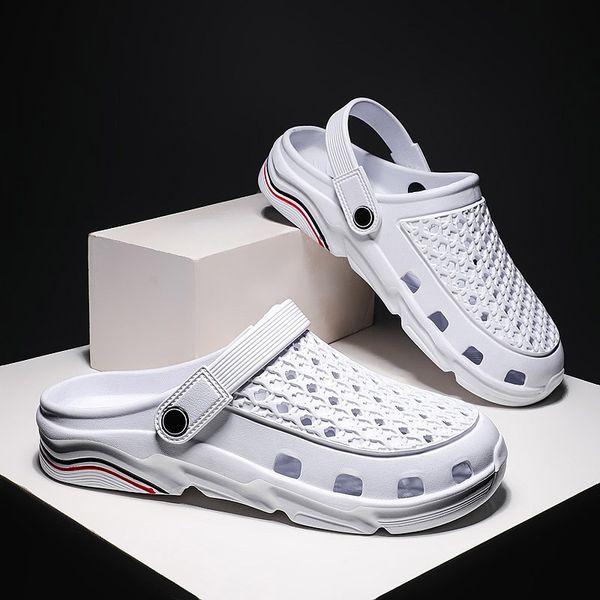 

mens women sports trainer size hole sandals shoes trend casual summer 2021 beach dual-use outdoor men's baotou sandal and slippers code, Black