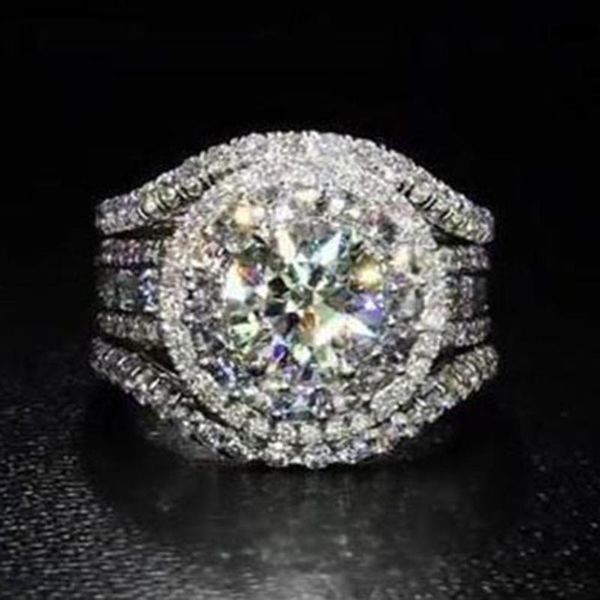 

wedding rings fashion crystal engagement for women white zircon cubic elegant female jewelry gifts, Slivery;golden
