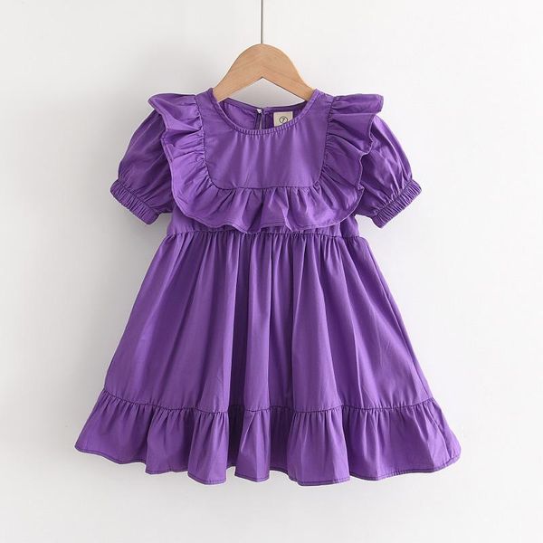 

girl's dresses girls casual 2021 summer solid color princess vestidos for girl kids korean fashion ruffles clothes 3-7t, Red;yellow