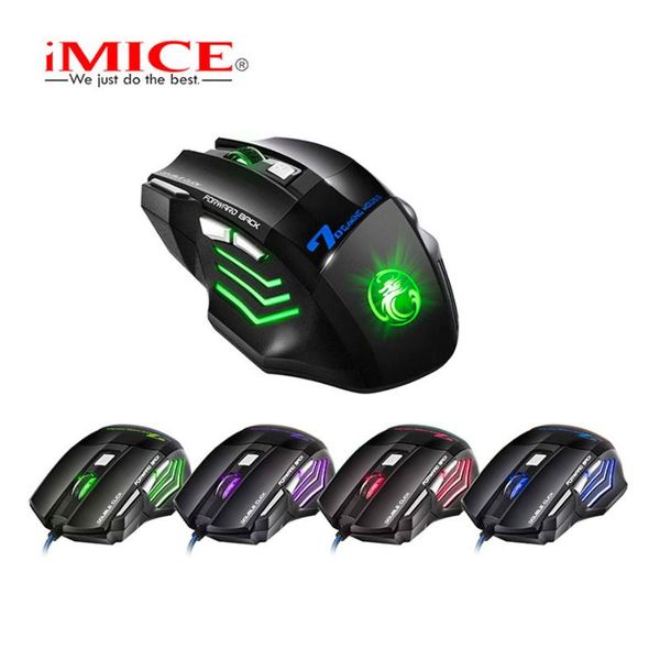 

original imice x7 wired gaming mouse 7 buttons 2400dpi led optical cable gamer computer mice for pc lap 50pcs/lot
