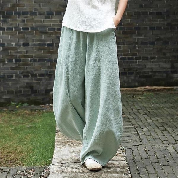 

spring summer solid cotton women pant linen wide leg casual high waist palazzo loose pocket trousers long pantalon plus size, Black;white