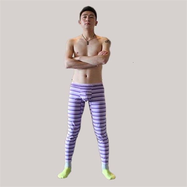

stripe print men leggings autumn winter new tide russia china style brave man yellow blue long johns slim elasticity cotton blending pants, Black