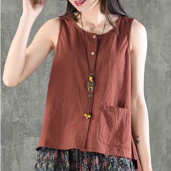 

camis arrival will see casual, sleeveless, sleeveless female art pocket with no back loose cotton, White