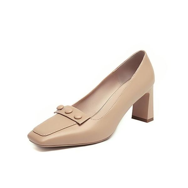 

dress shoes big size square head single ladies high heels women woman pumps, Black